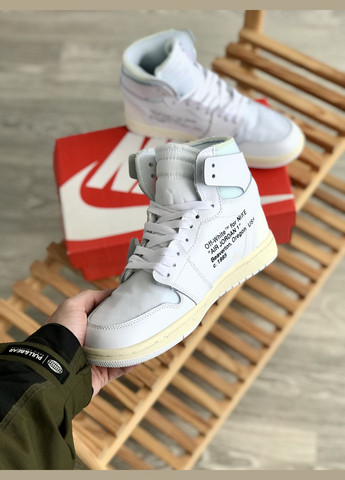 Білі всесезон кросівки чоловічі і жіночі nike jordan 1 retro off-white white | найк джордан 1 ретро офф-вайт білі No Brand