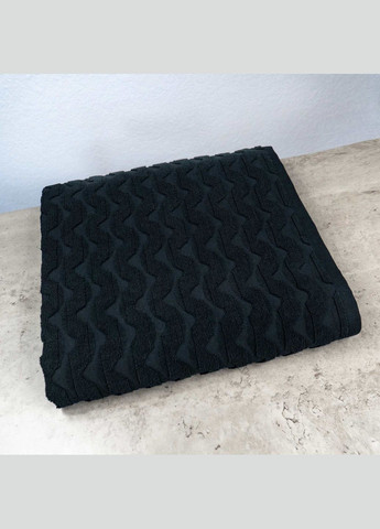 GM Textile махровое банное полотенце жаккардовое волна 70х140см 500г/м2 () черный производство -