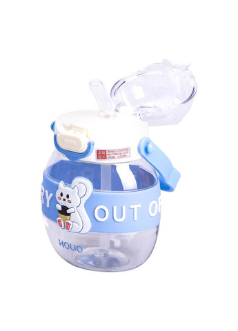 Бутылка для воды детская с трубочкой 580 мл с ручкой и ремешком 15 см Синяя HP-14-37BL Yiwu (370675680)