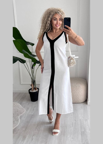 Белое льняный сарафан Garna однотонное