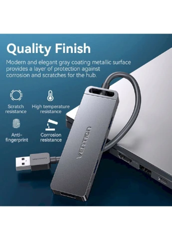 USB-хаб 4-Port USB 3.0 Hub With Power Supply 0.15M Black (CHLBB) Vention (377535884)