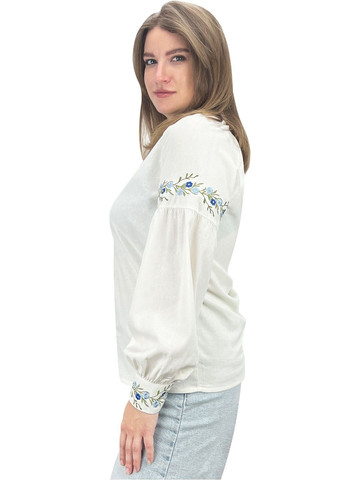 Белая вышиванка женская с длинным рукавом Жемчужина стилей узор украинская символика свободная целлюлоза (335883729)