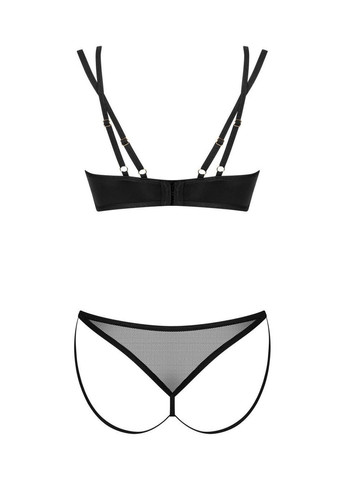 Чорний демісезонний комплект білизни із вставками із сіточки, nesari 2-pcs set, чорний, xs/s Obsessive