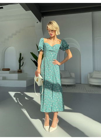 Оливковое кэжуал платье Larionoff с цветочным принтом