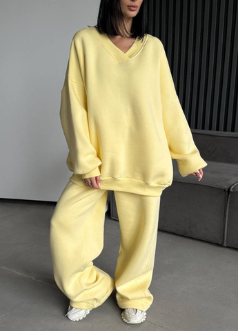 Базовый повседневный демисезонный оверсайз костюм двойка: свитшот + штаны палаццо Tik-Tak (364957572)