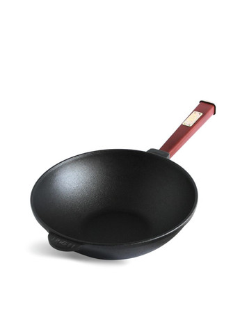 Сковорода чавунна з дерев`яною ручкою Бордо та скляною кришкою WOK 2,8 л Brizoll (322732423)