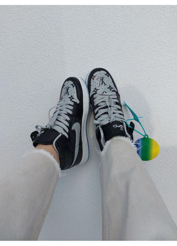 Сірі Осінні кросівки чоловічі nike air jordan retro 1 x lv grey black найк аір джордан No Brand