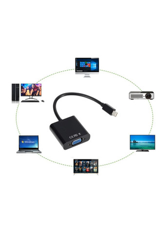 Адаптер-преобразователь Mini Display Port (Thunderbolt) - VGA (чёрный) Primo (334011789)