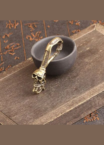 Вінтажний латунний брелок чоловічий, карабін з головою черепа No Brand (305866276)