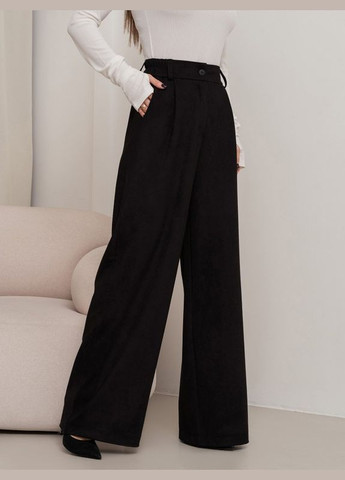 Чорні широкі штани палаццо з еко-замші ISSA PLUS (280899115)