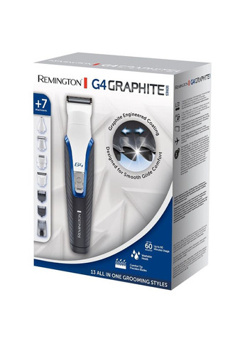 Набір для стрижки G4 Graphite series, для бороди, вусів, голови, носа і тіла, мережа+акум., насадок-7, сталь, чорно-білий Remington (315602535)