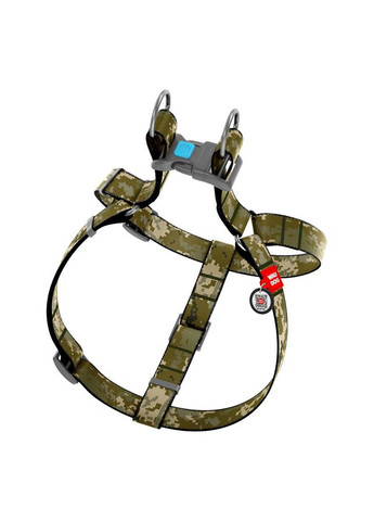Шлея для собак WAUDOG Nylon с QR паспортом, рисунок "Милитари", пластиковый фастекс, M, Ш 20 мм, А=В 50-75 см No Brand (363200525)
