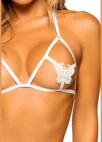 Білий демісезонний комплект leg avenue open cup bra and pearl panty white No Brand