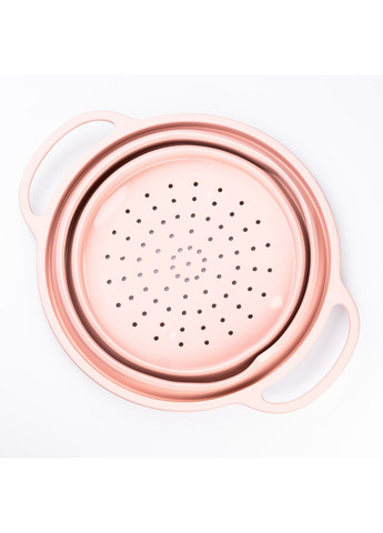 Друшляк силіконовий складаний з ручками 2,6 л Рожевий для кухні для зливу води та миття продуктів ProDobro (364190429)