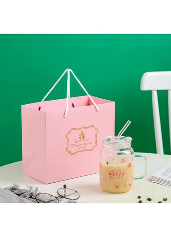 Кружка з трубочкою та кришкою Berry 14605 400 мл No Brand (324267970)