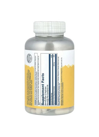 Цитрат магния Magnesium Citrate 400 мг 180 капсул Solaray (361114476)