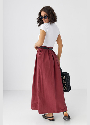 Бордова жіноча довга сукня з поясом Lurex