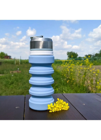 Складна силіконова пляшка для води 420 мл Блакитна (ТК-300-1) No Brand (371923032)