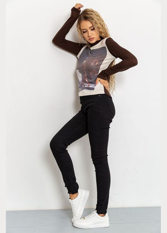 Комбінований демісезонний світшот жіночий, колір коричнево-молочний, 167r746 Ager