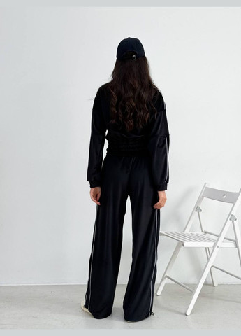 Костюм брюки палаццо и укороченная кофта, велюровый с тесьмой No Brand (339433732)