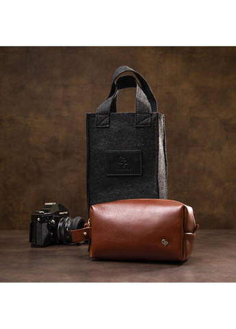 Шкіряний чоловічий несесер 11416 невеликий 18х10х8 см коричневий Grande Pelle (333662588)