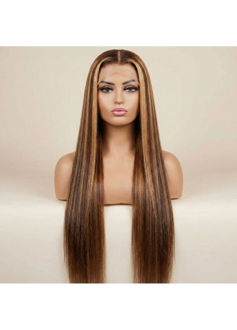 Довга перука з прямого штучного волосся омбре 70 см Каштановий з Блонд No Brand (370203701)
