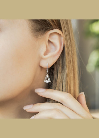 Серебряные серьги висюльки с камнями разного размера No Brand (333705447)