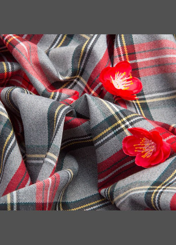 Тканина костюмна Клітина, 148 см, 265 г/м2, Клітка, Шотландка, костюмка сіро червона IDEIA (325408601)