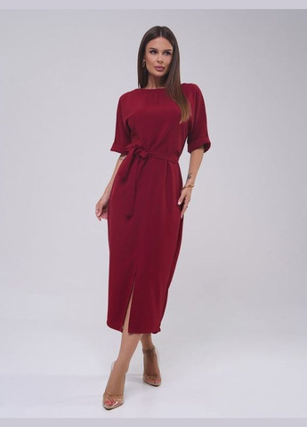 Бордова ділова сукня 14809 бордова ISSA PLUS однотонна