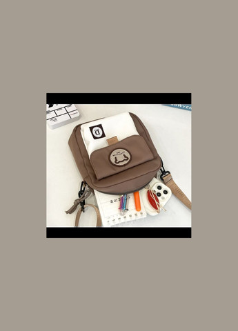 Сумка кросс-боди через плечо подростковая с мишкой бежевая стиль аниме No Brand (329880757)