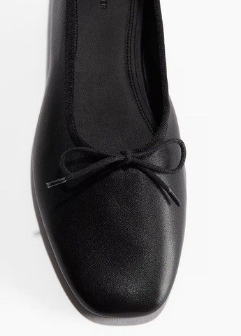 Женские балетки H&M | чёрные однотонные натуральная кожа (302671658)