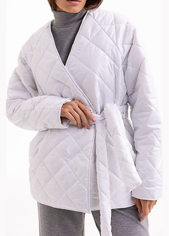 Белая демисезонная короткая стеганая куртка женская на запах Arjen