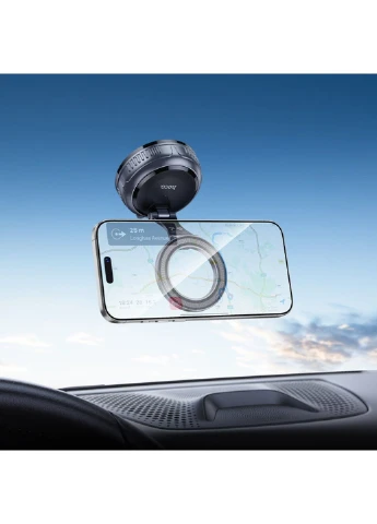 Автодержатель для телефона H92 High vacuum suction cup magnetic holder(universal) Black Metal Gray Hoco (398787027)