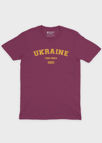 Бордовая летняя мужская футболка с патриотическим принтом ukraine (ts001-1-bgr-005-1-016-f) Modno