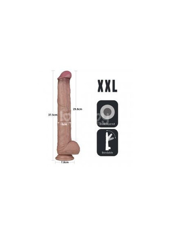 Фалоімітатор - Dual Layered Bendable Silicone Cock XXL 14.5'' Flesh Lovetoy (340272622)