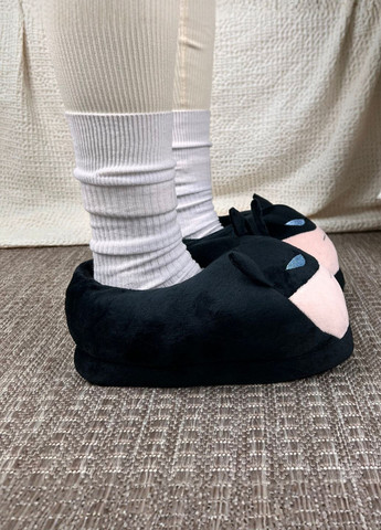 Черные женские плюшевые тапочки бэтмен с нескользящей подошвой My Kigu с ушками, с вышивкой