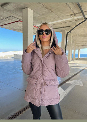 Пудровая демисезонная стильная куртка из плащёвки на утеплителе: силикон 200+подкладка, куртка на кнопках и с капюшоном в цвете:темная пудра No Brand 1039-1