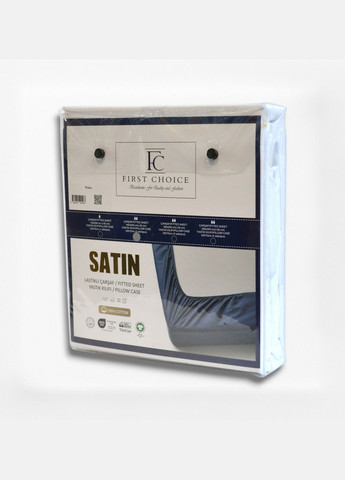Сатинове простирадло 160х200см на гумці з наволочками First Choice (339865793)