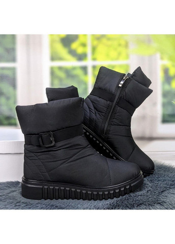 Черные сапоги дутики зимние женские Progress на молнии