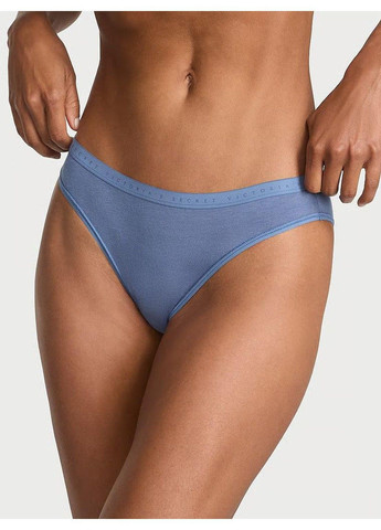 Трусики-бикини женские хлопковые Stretch Cotton Bikini Panty синие Victoria's Secret (370139624)