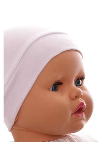 Шапка з вузликом інтерлок біла 0м+ (50145) BABYKROHA (317042808)