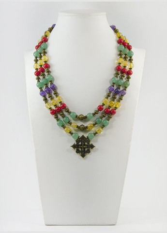 Бусы "Гуцульские мотивы" Нефрит, Аметист, Цитрин, Коралл Fursa fashion (322314769)