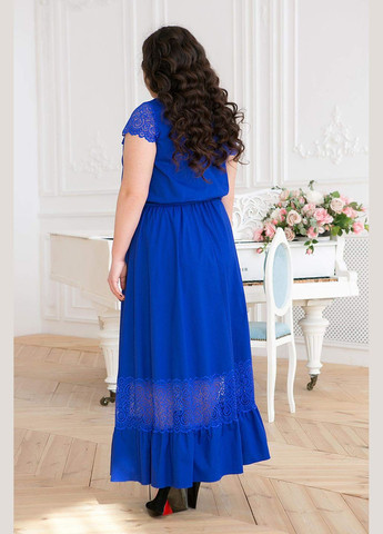 Синее откровенный летнее платье макси с оборкой рич электрик 54 Tatiana