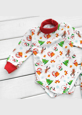 Комбінований демісезонний боді і штани для малюків від трьох місяців snowman з начосом білий;червоний dexter's