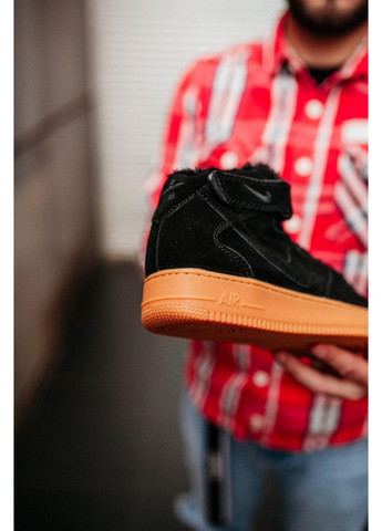 КРОССОВКИ ЖЕНСКИЕ NIKE AIR FORCE 1 HIGH BLACK GUM НАЙК АИР ФОРС 1 ПРЕМИУМ No Brand чёрные зима (367170443)