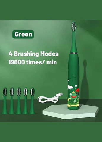 Дитяча звукова зубна щітка на акумуляторі XBL. Зелена No Brand (294207217)