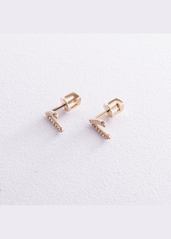 Серьги - пусеты Акцент с фианитами (желтое золото) с08472 Oniks (264023146)