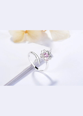 Срібляста безрозмірна каблучка для дівчини каблучка у вигляді Квітки з фіолетовим фіанітом Fashion Jewelry (293510415)