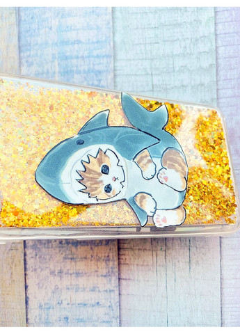 Чохол з плаваючими блискітками на Xiaomi Redmi Note 10 Pro/10 Pro Max Золотий Кошеня (принт 120) CASE CONTROL (360670751)