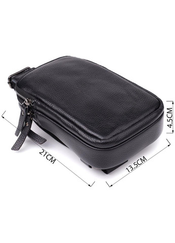 Сумка слінг через плече чоловіча шкіряна для телефону та для документів маленька Чорний 39037 Vintage (351403598)
